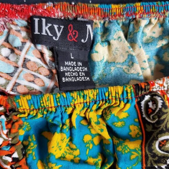 Miky & Me Boho Patchwork Crop Top Long Sleeve Off Shoulder Size L - Picture 4 of 8